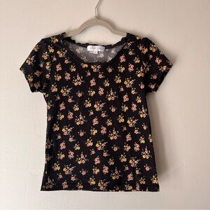 Black crop top with floral print